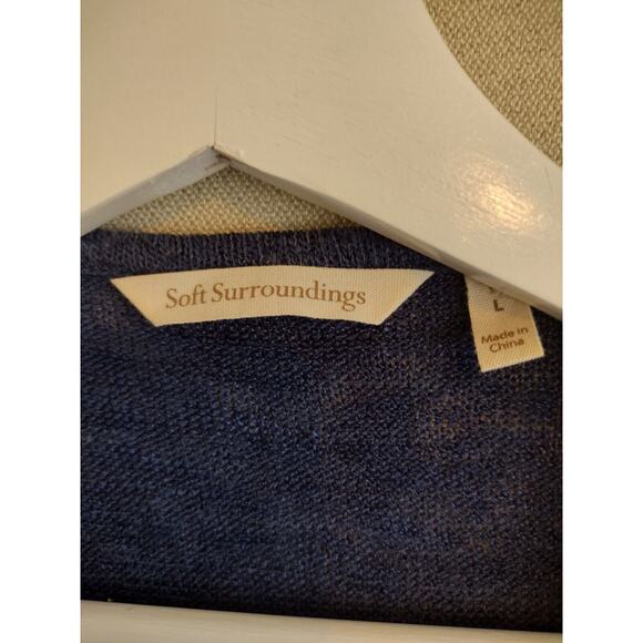 Soft Surroundings Sweater Women Large Navy Valentina Zip Up Lightweight Pullover - Picture 3 of 5